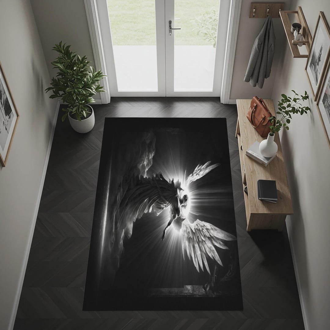 Angel Fairy Rug Angel Rug Monochromatic Spiritual Home Decor Non-slip Machine Washable ...