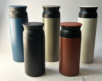 Termo Personalizado con Grabado Láser Estilo Japonés | Vaso Térmico 350ml 500ml Acero Inoxidable | Taza de Café Minimalista para Regalo