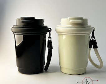 Taza Cerámica Personalizada 351ml, Termo de Acero Inoxidable con Grabado Láser, Vaso Térmico para Café y Té con Pajita, Regalo Único