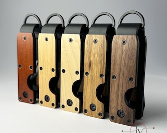 Organizador de llaves de madera personalizado – Llavero grabado a medida – Regalo EDC para bolsillo delantero – Acabado en madera