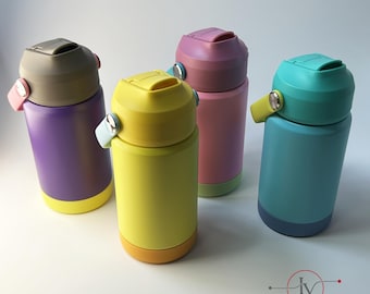 Botella de Agua Personalizada para Niños 12Oz, Termo de Acero Inoxidable, Vaso con Grabado Láser