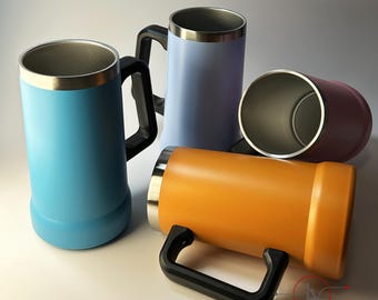 Jarra de cerveza aislada personalizada de 710 ml con asa / Vaso de cerveza de acero inoxidable de doble pared / Vaso para acampar al aire libre