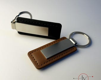 Llavero de Cuero y Metal Personalizado, Llavero Grabado con Láser con Nombre, Regalo para Coche Nuevo, Llavero Elegante para Hombre y Mujer
