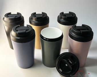 Termo de Café con Interior de Cerámica Grabado Láser Personalizado Taza de Viaje Hermética 380ml Regalo Original