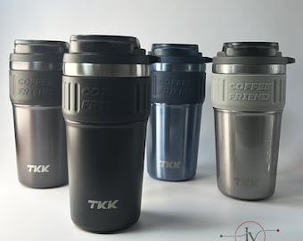 Taza de Viaje Cerámica Personalizada - Termo con Grabado Láser - Vaso Térmico con Recubrimiento de Cerámica - 600ml