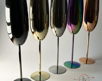 Copas de champán irrompibles personalizadas, copas de brindis de boda personalizadas, regalo personalizado para la fiesta nupcial, copas de mimosa con nombre personalizado.