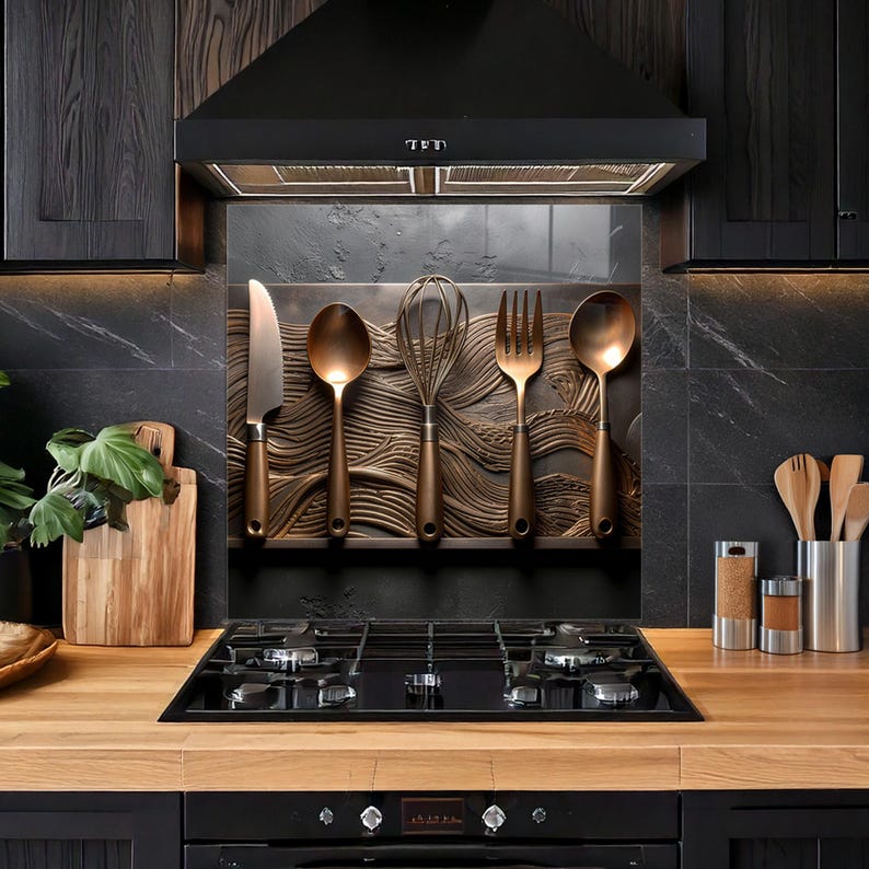 Kitchen Tools Tempered Glass Backsplash: Copper Effect Backsplash Panel ...