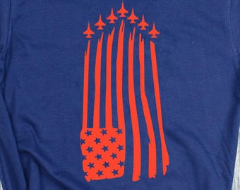 Air Force USA Jet Flag T-Shirt| Fourth of July Aviation Shirt, Air Force Gift