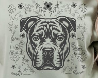 Pit Bull Shirt | Botanical Dog Tee, Pitbull Mom Gift