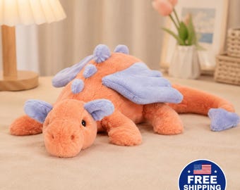 Jellycat Persimmon Dragon Plush – Soft Autumn Huggable Toy Doll