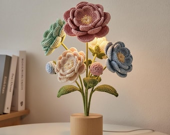 Crocheted Floral Lamp – 3D Roses, Hydrangeas, Ambient Glow (PDF Pattern)