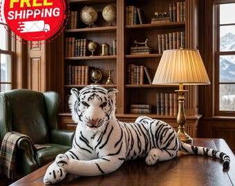 White Tiger Plush  Realistic Stuffed Animal Toy