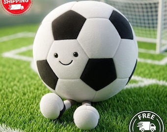 Jellycat Amuseables Soccer Ball Plush – Soft Stuffed Toy, Sports Ball Collectible