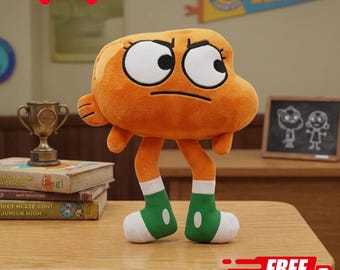 Darwin Plush Toy – Orange Cartoon Fish Stuffed Doll, Soft Kawaii Decor Pillow