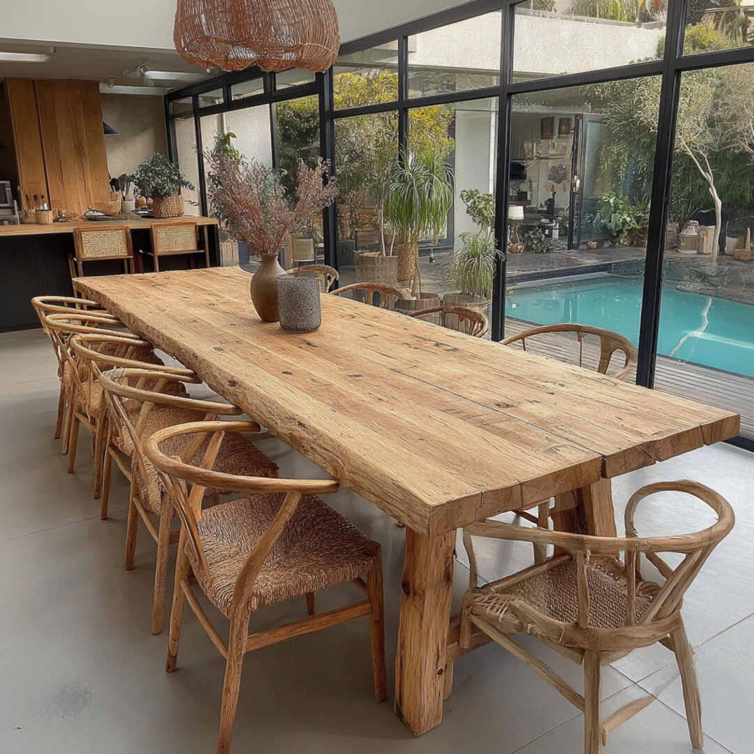 Handmade Solid Oak Dining Table - Custom Rustic Farmhouse Style - Etsy