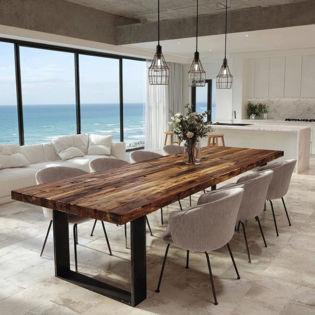 Handmade Solid Oak Dining Table – Custom Rustic Farmhouse Design - Etsy
