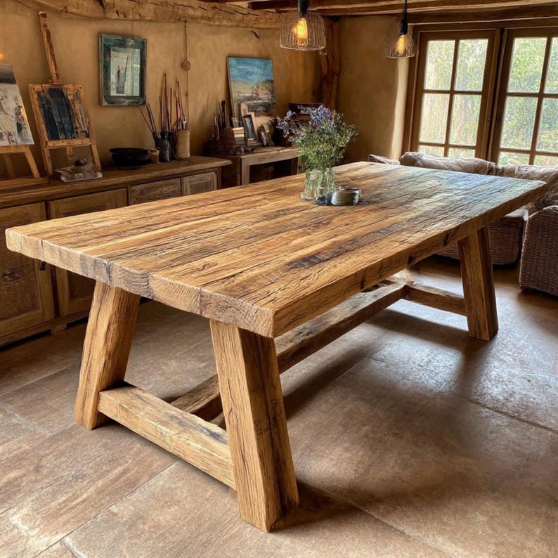 Handmade Solid Oak Dining Table – Custom Rustic Modern Design - Etsy