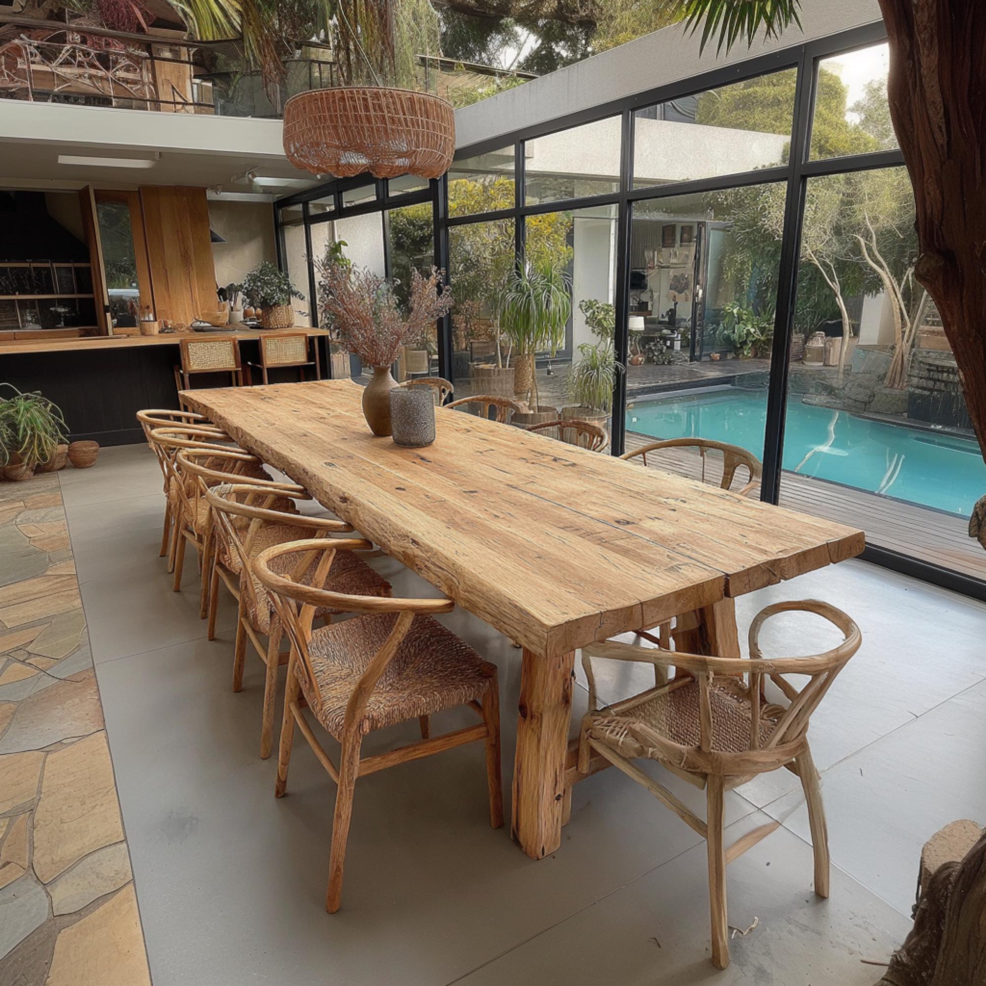Handmade Solid Oak Dining Table - Custom Rustic Farmhouse Style - Etsy