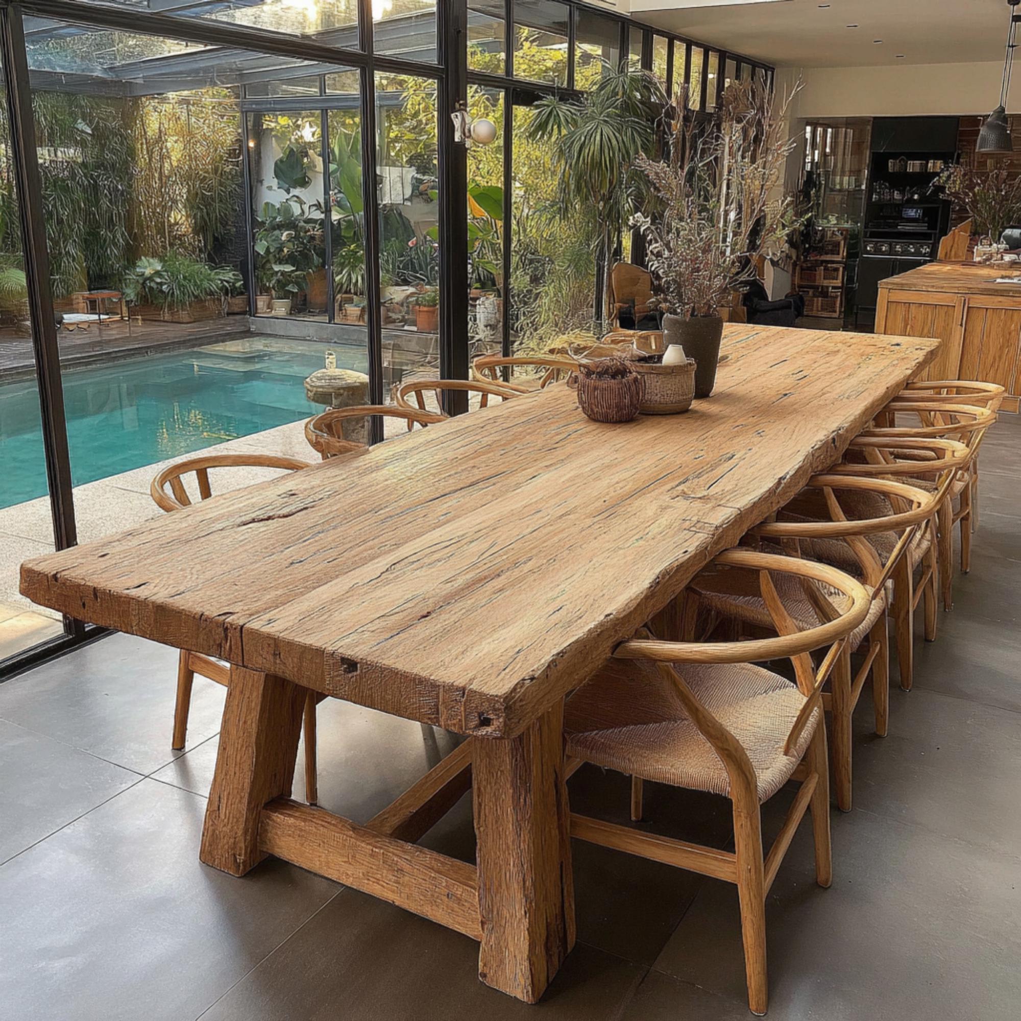 Handmade Solid Oak Dining Table - Custom Rustic Farmhouse Style - Etsy