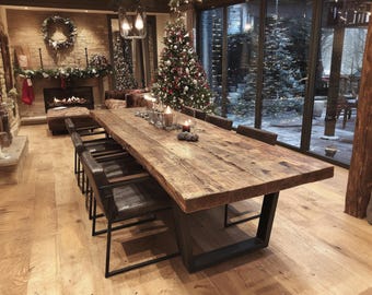 Handmade Solid Oak Dining Table – Custom Rustic Farmhouse Table