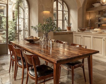 Handmade Solid Walnut Dining Table - Custom Wooden Table - Modern Farmhouse Natural Wood Kitchen Table- Farmhouse Design