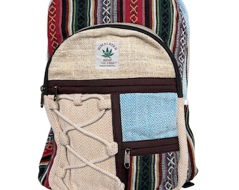 Hemp Backpack, Eco Friendly Handmade Rucksack, Sustainable Travel Bag, Unisex Everyday Pack