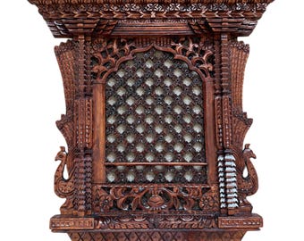Authentic Himalayan Hand-Carved Wooden Wall Hanging | Kathmandu Valley Artisan Craft | 24 x 23 Inch
