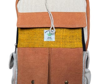 Hemp Backpack, Eco Friendly Handmade Rucksack, Sustainable Travel Bag, Unisex Everyday Pack