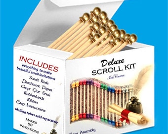 DIY Scroll Invitation Kit: 35 Sets with Parchment & Ribbon