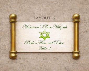 Scroll Place Cards Torah Style - 25-Pcs