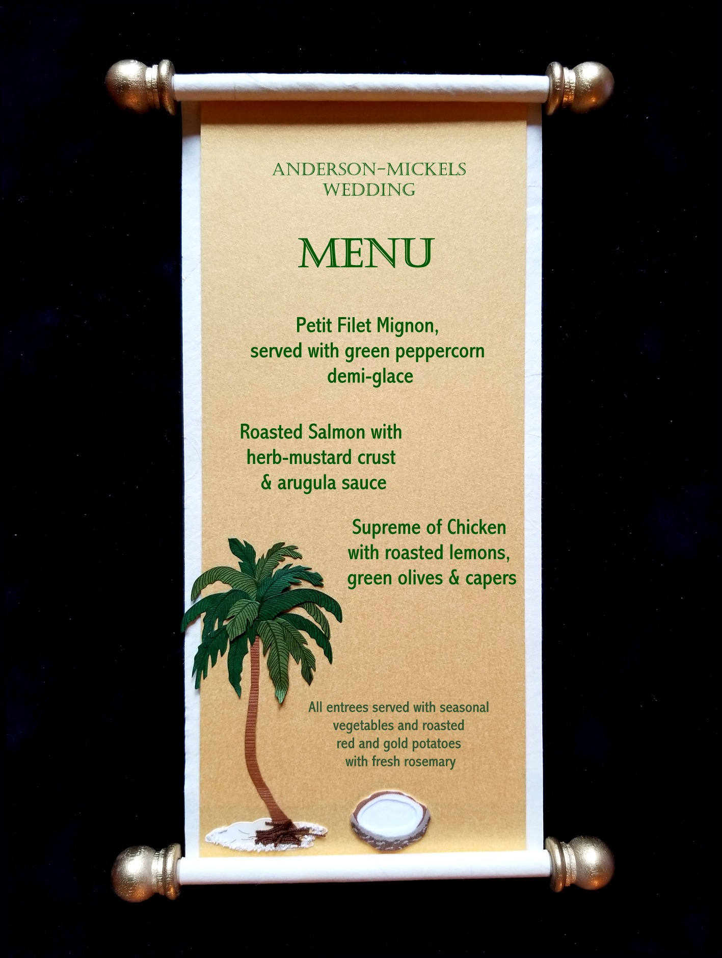 10 Palm Tree Menu Scroll Cards - Etsy