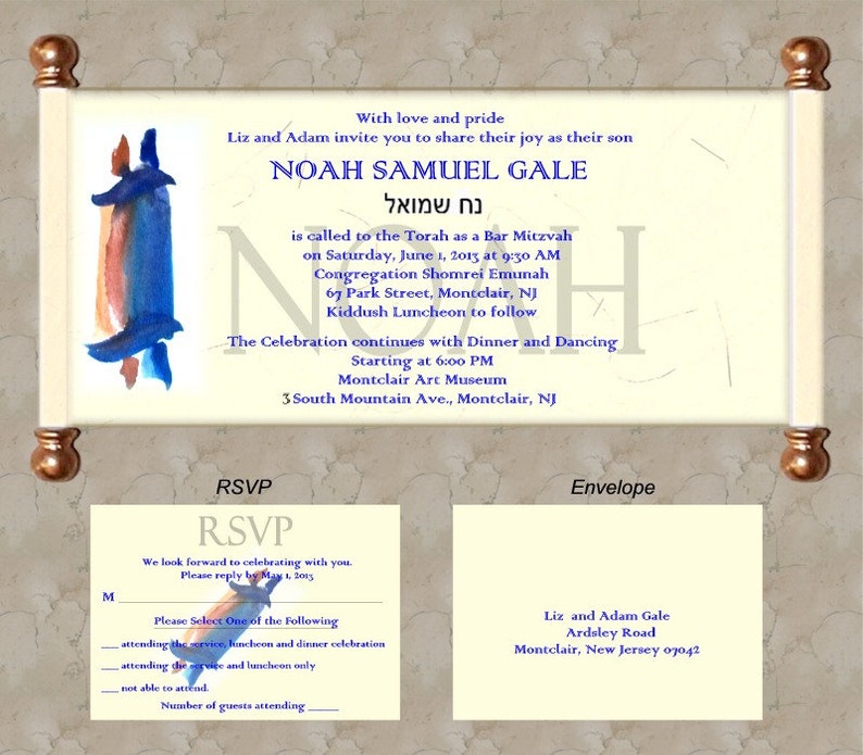25 Bar Mitzvah Invitation Set 018 Etsy