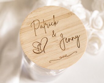 Wunschglas personalisiert mit Gravur – Geschenk zur Hochzeit Vermählung Trauung – Geldgeschenk Glas – Wünsche im Glas – bleibende Erinnerung