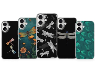 Capa para celular Dragonfly Shimmer – Capa estética para iPhone 17 Air 16e 15 Pro Max 14 13 | Samsung S25 Ultra S24 S23 FE | Google Pixel 10 XL 9