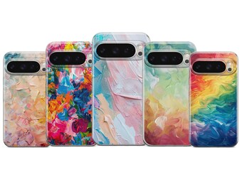 Capa para celular com pinceladas abstratas – Capa com efeito de pintura para iPhone 17 Air 16e 15 Pro Max 14 13 | Samsung S25 Ultra S24 S23 FE | Google Pixel 10 XL 9
