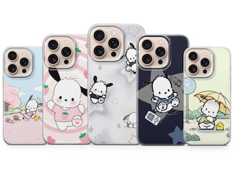 Capa para celular Pochacco – Capa fofa com estampa de cachorrinho kawaii da Sanrio para iPhone 17 Pro Max 16 15 14 13 | Samsung S25 Ultra S24 S23 FE | Google Pixel 10 Pro XL