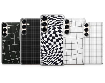 Black & White Grid Phone Case – Aesthetic Cover for iPhone 17 Air 16e 15 Pro Max 14 13 | Samsung S25 Ultra S24 S23 FE | Google Pixel 10 XL 9