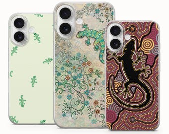 Capa para celular com estampa de lagartixa – Capa fofa de réptil para iPhone 17 Air 16e 15 Pro Max 14 13 | Samsung S25 Ultra S24 S23 FE | Google Pixel 10 XL 9