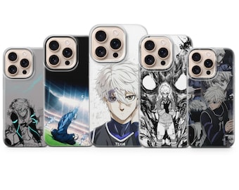 Capa para celular Nagi Seishiro – Capa azul com cadeado, estilo anime, para iPhone 17 Air 16e 15 Pro Max 14 13 | Samsung S25 Ultra S24 S23 FE | Google Pixel 10 XL
