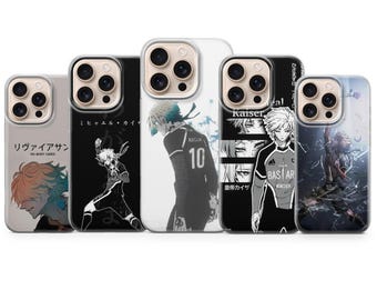 Capa para celular Michael Kaiser – Capa azul com estampa de anime de futebol para iPhone 17 Pro Max 16 15 14 13 | Samsung S25 Ultra S24 S23 FE | Google Pixel 10