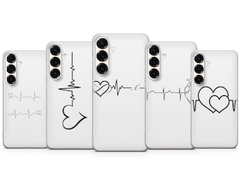 Minimal Heartbeat Line Phone Case – Pulse Cover for iPhone 17 Air 16e 15 Pro Max 14 13 | Samsung S25 Ultra S24 S23 FE | Google Pixel 10 XL 9