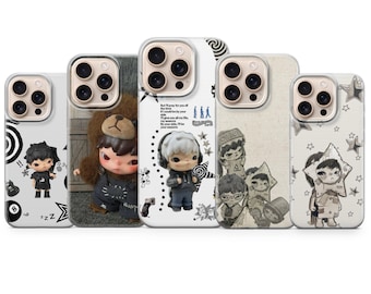 Capa para celular Hirono – Capa estética POP MART Art Toy para iPhone 17 Pro Max 16 15 14 13 | Samsung S25 Ultra S24 S23 FE | Google Pixel 10 Pro
