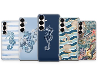 Capa para celular com estampa de cavalo-marinho – Capa com estética marinha para iPhone 17 Air 16e 15 Pro Max 14 13 | Samsung S25 Ultra S24 S23 FE | Google Pixel 10 XL 9