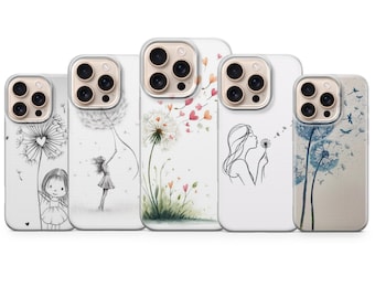 Capa para celular com estampa de sementes de dente-de-leão – Capa estética para iPhone 17 Air 16e 15 Pro Max 14 13 | Samsung S25 Ultra S24 S23 FE | Google Pixel 10 XL 9