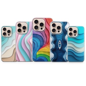 Layered Wave Gradient Phone Case – Aesthetic Cover for iPhone 17 Air 16e 15 Pro Max 14 13 Samsung S25 Ultra S24 S23 FE  Google Pixel 10 XL 9