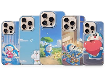 Capa para celular Doraemon – Capa fofa de desenho animado para iPhone 17 Pro Max 16 15 14 13 | Samsung S25 Ultra S24 S23 FE | Google Pixel 10 Pro XL