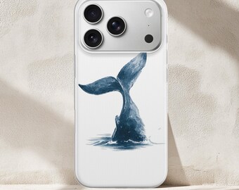 Capa para celular com formato de cauda de baleia – Capa minimalista e estética para iPhone 17 Air 16e 15 Pro Max 14 13 | Samsung S25 Ultra S24 S23 FE | Google Pixel 10 XL 9