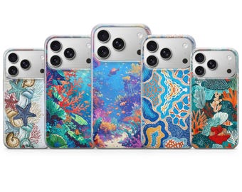 Capa para celular com estampa de recife de coral – Capa colorida e estética para iPhone 17 Air 16e 15 Pro Max 14 13 | Samsung S25 Ultra S24 S23 FE Google Pixel 10 XL 9