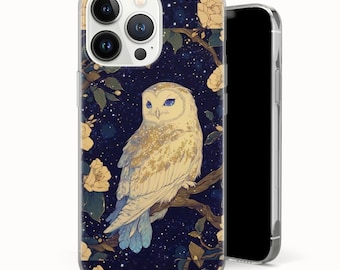 Capa para celular com estampa de coruja no céu noturno – Capa estética com coruja para iPhone 17 Air 16e 15 Pro Max 14 13 | Samsung S25 Ultra S24 S23 FE | Google Pixel 10 XL 9