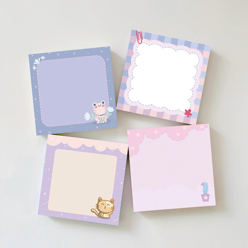 Cute Printable Memo Pads Set | Kawaii Notes | Pastel Digital Notepad ...